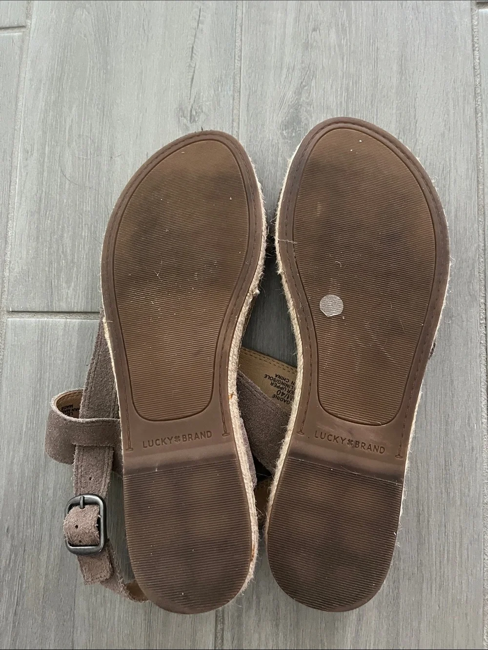 Women's Lucky brand Taupe Suede Strap Adjustable Sandals